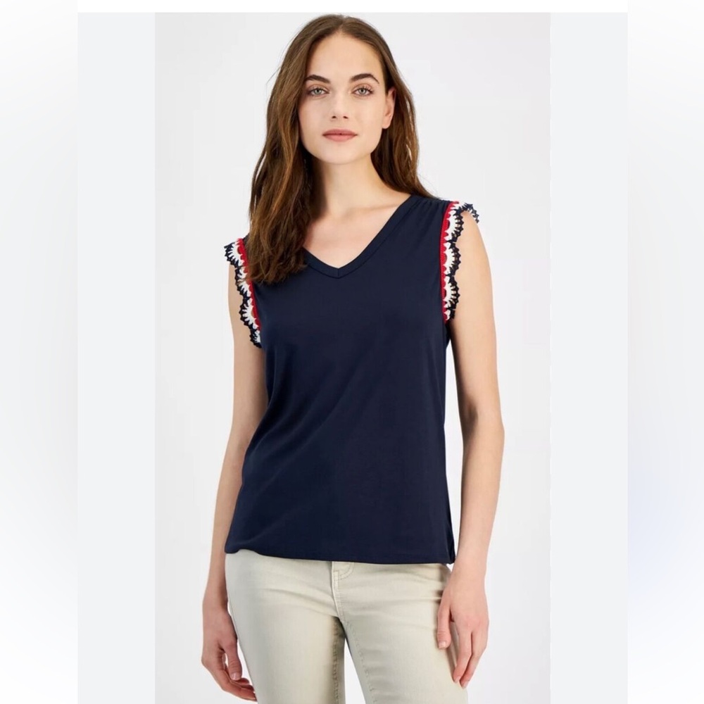 Nautica Black Ruffled Muscle Tee